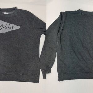 Poler Crew Neck Pullover Sweatshirt Unisex Gray Large Cotton Fleece‎